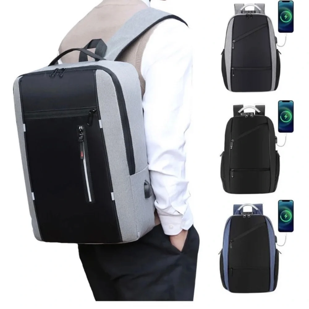 Large Slim Laptop Backpack Waterproof Business Travel Bag w/ USB Charge …
